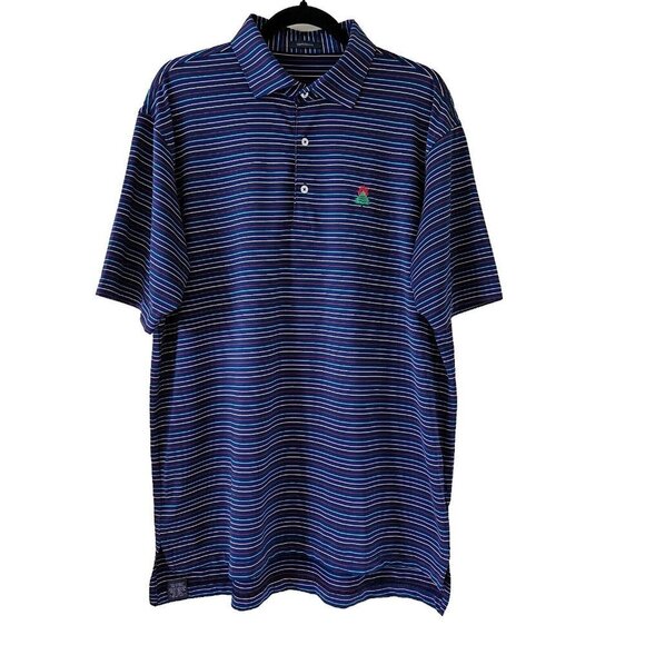 Turtleson Other - Turtleson golf polo navy striped short sleeve left chest embroidery button men L